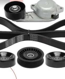 Serpentine Belt Drive Kit w/ Tensioner & Idler Pulleys Compatible With Ford Expedition 09‑14, Explorer 06‑10, F‑150 & Navigator V8 4.6 5.4L