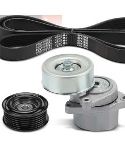 Serpentine Belt & Tensioner Kit Compatible with 2008-2013 Nissan Rogue, 2007-2012 Nissan Sentra SE-R (2.5L QR25DE) - Replaces 11955-JA00C, 11720-JG30B - Complete Drive Belt Accessory Assembly